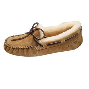 Smith’s Workwear Womens Shearling Moccasin Slipper Size 8 Chestnut Brown New